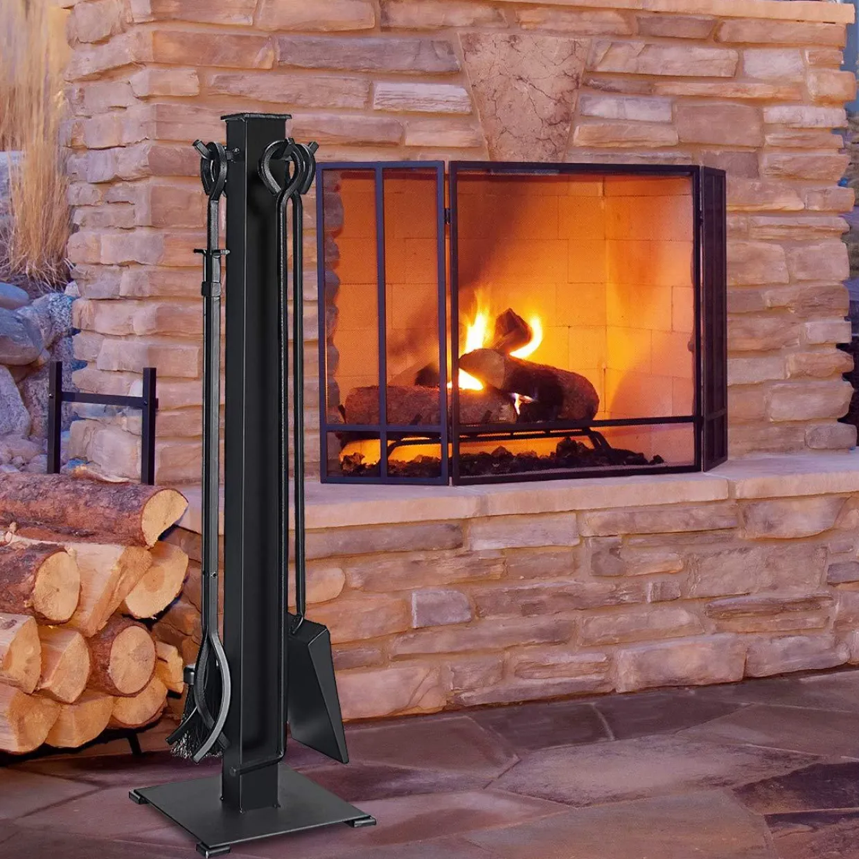 Tangkula 5 Pieces Fireplace Tools