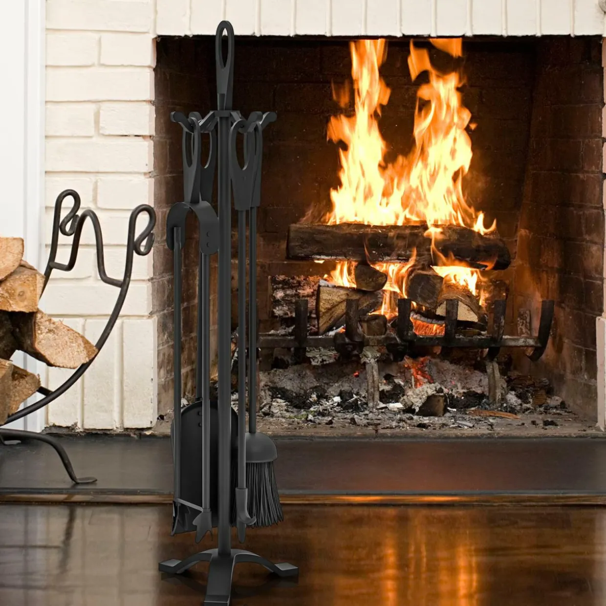 Tangkula 5 Pieces Fireplace Tool Set, Fireplace Accessories with Poker