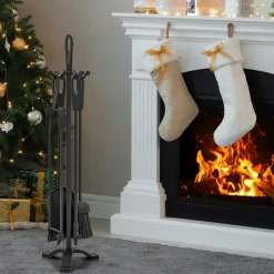 Tangkula 5 Pieces Fireplace Tool Set, Fireplace Accessories with Poker
