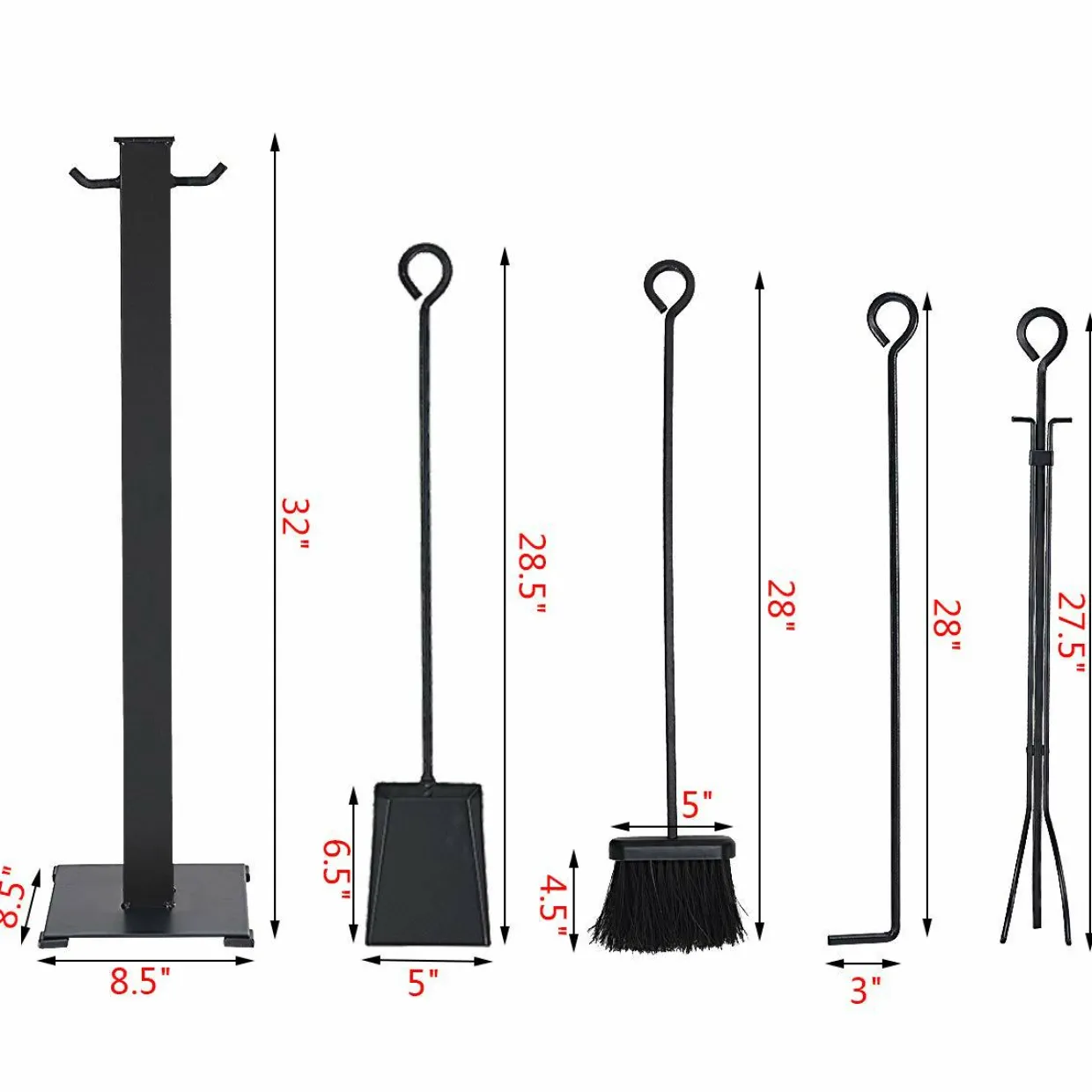 Tangkula 5 Pieces Fireplace Tools