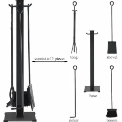 Tangkula 5 Pieces Fireplace Tools