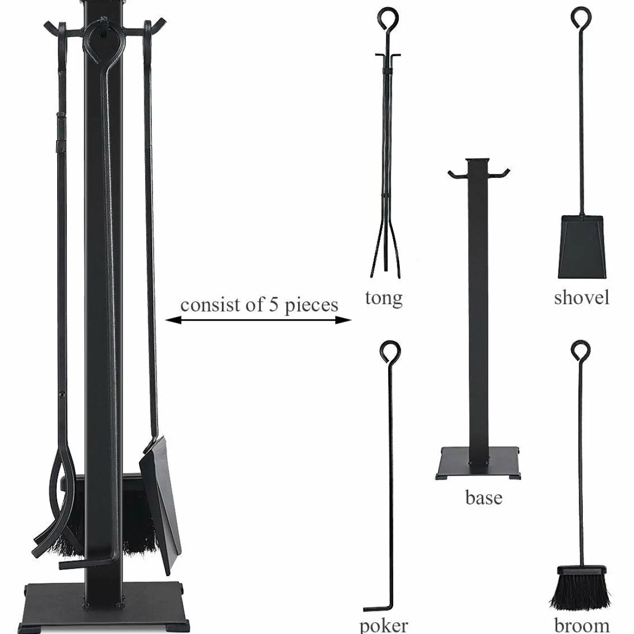 Tangkula 5 Pieces Fireplace Tools