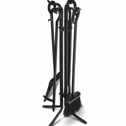 Tangkula 5 Pieces Fireplace Tools Wrought Iron Toolset 4 Tools & Decor Holder Indoor Outdoor Tong