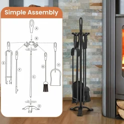 Tangkula 5 Pieces Fireplace Tool Set, Fireplace Accessories with Poker