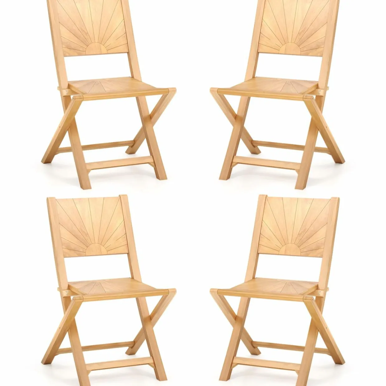 Tangkula 2/4 Pieces Folding Patio Chairs(Sun Back)