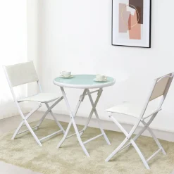 Tangkula 3 Pieces Folding Patio Bistro Set, No Assembly Required