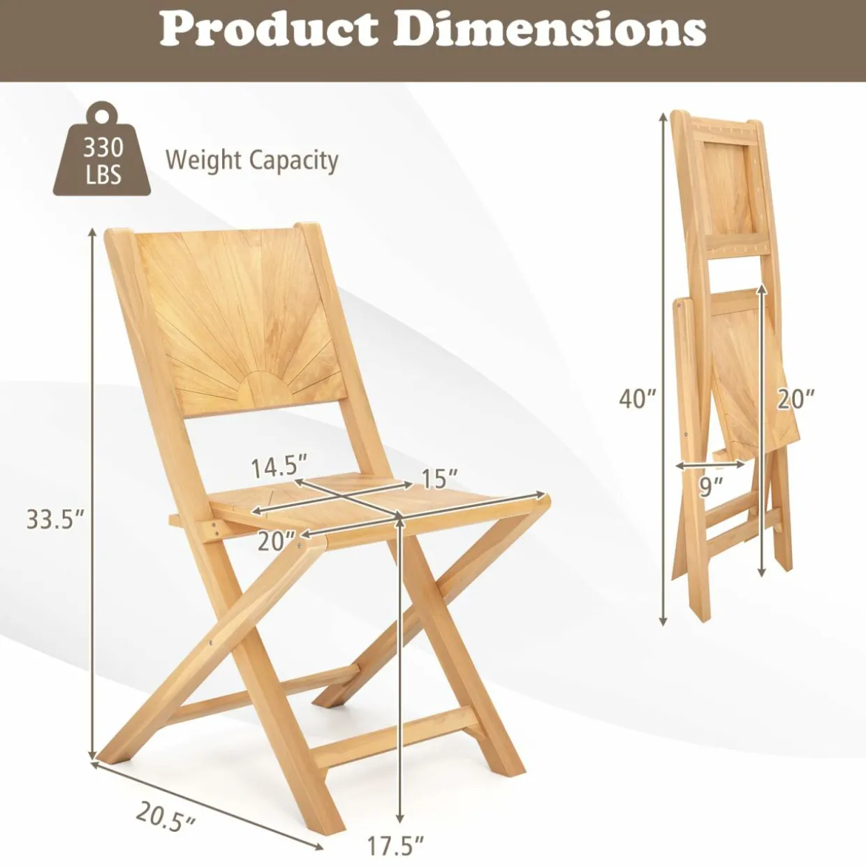 Tangkula 2/4 Pieces Folding Patio Chairs(Sun Back)