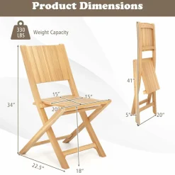 Tangkula 2/4 Pieces Folding Patio Chairs(Slat Back)