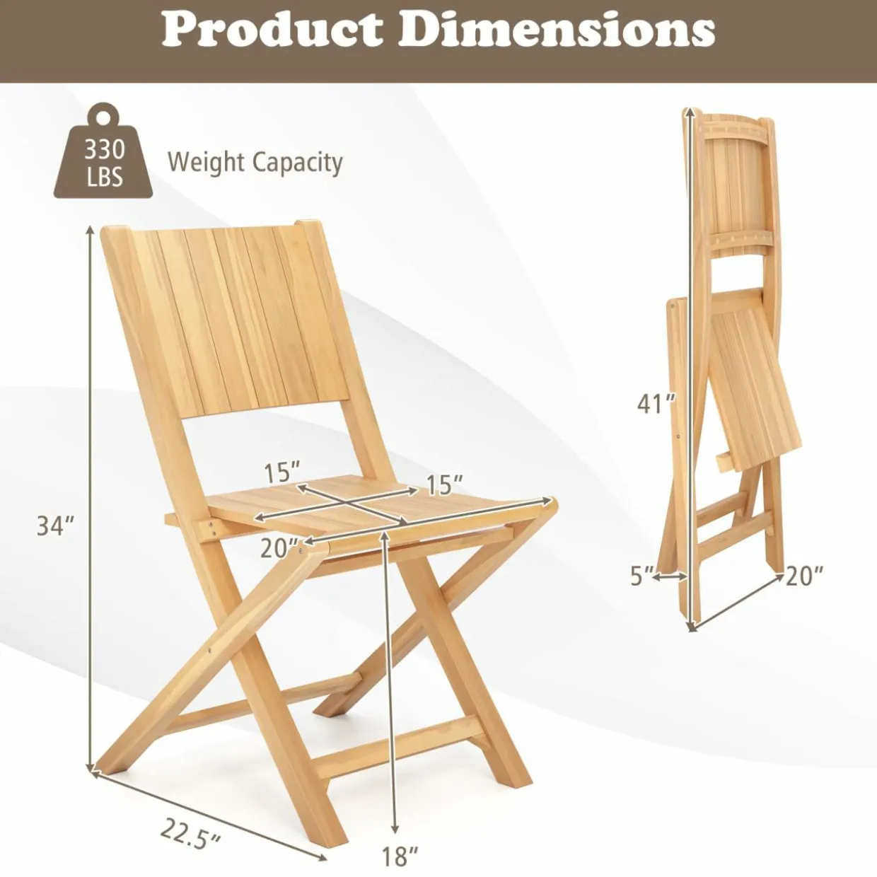 Tangkula 2/4 Pieces Folding Patio Chairs(Slat Back)