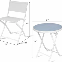 Tangkula 3 Pieces Folding Patio Bistro Set, No Assembly Required