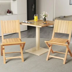 Tangkula 2/4 Pieces Folding Patio Chairs(Slat Back)