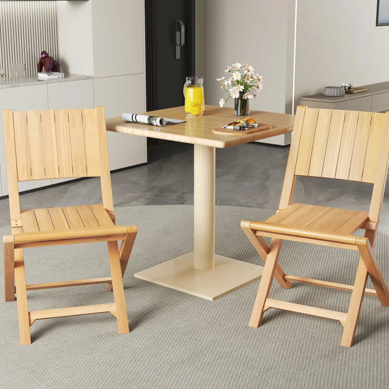 Tangkula 2/4 Pieces Folding Patio Chairs(Slat Back)