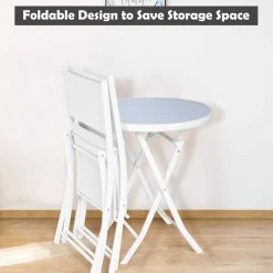 Tangkula 3 Pieces Folding Patio Bistro Set, No Assembly Required