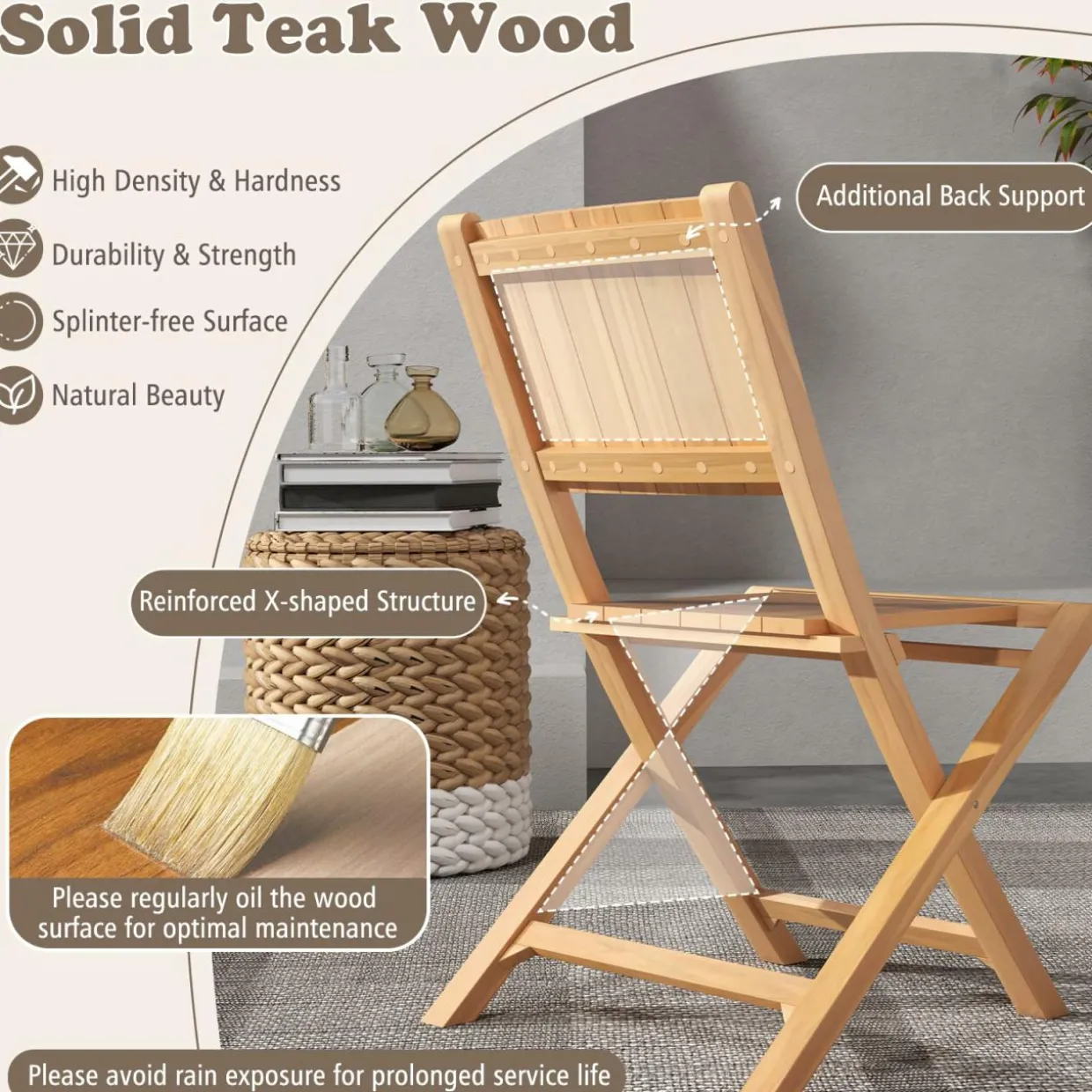 Tangkula 2/4 Pieces Folding Patio Chairs(Sun Back)
