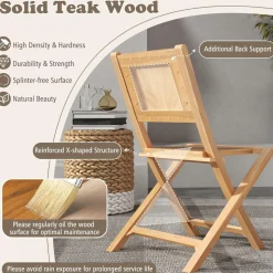 Tangkula 2/4 Pieces Folding Patio Chairs(Slat Back)