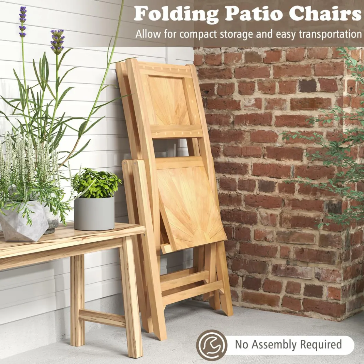 Tangkula 2/4 Pieces Folding Patio Chairs(Sun Back)