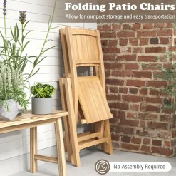 Tangkula 2/4 Pieces Folding Patio Chairs(Slat Back)