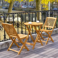 Tangkula 2/4 Pieces Folding Outdoor Dining Chairs, Acacia Wood Patio Chairs with Soft Cushions