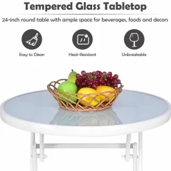 Tangkula 3 Pieces Folding Patio Bistro Set, No Assembly Required