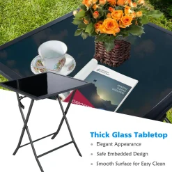 Tangkula 3 Pieces Folding Patio Bistro Set, Outdoor Furniture Set for Garden Porch Backyard Poolside