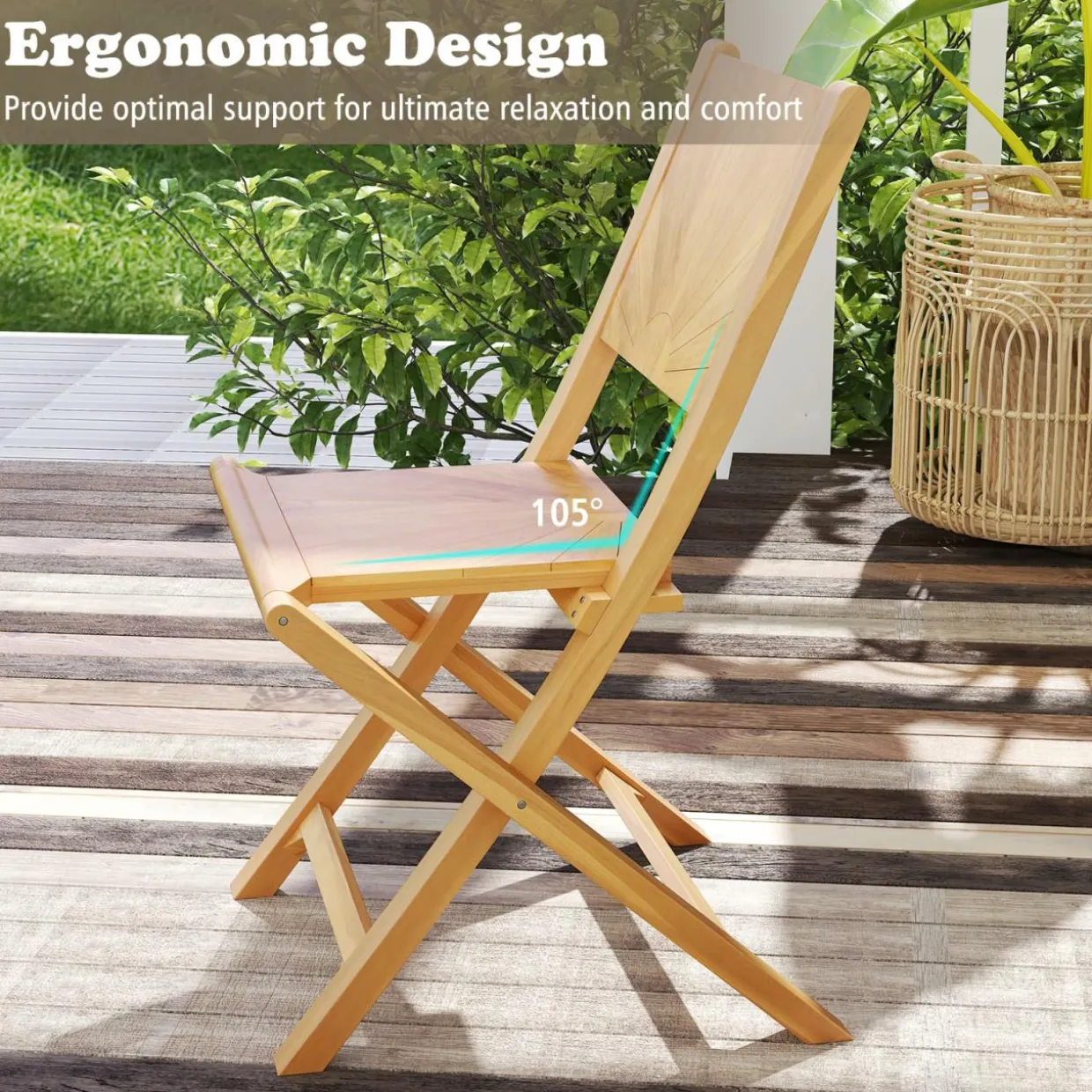 Tangkula 2/4 Pieces Folding Patio Chairs(Sun Back)