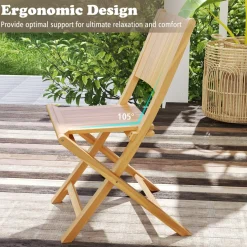 Tangkula 2/4 Pieces Folding Patio Chairs(Slat Back)