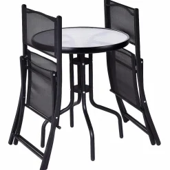 Tangkula 3 Pieces Folding Patio Bistro Set, Outdoor Folding Chairs & Table Set