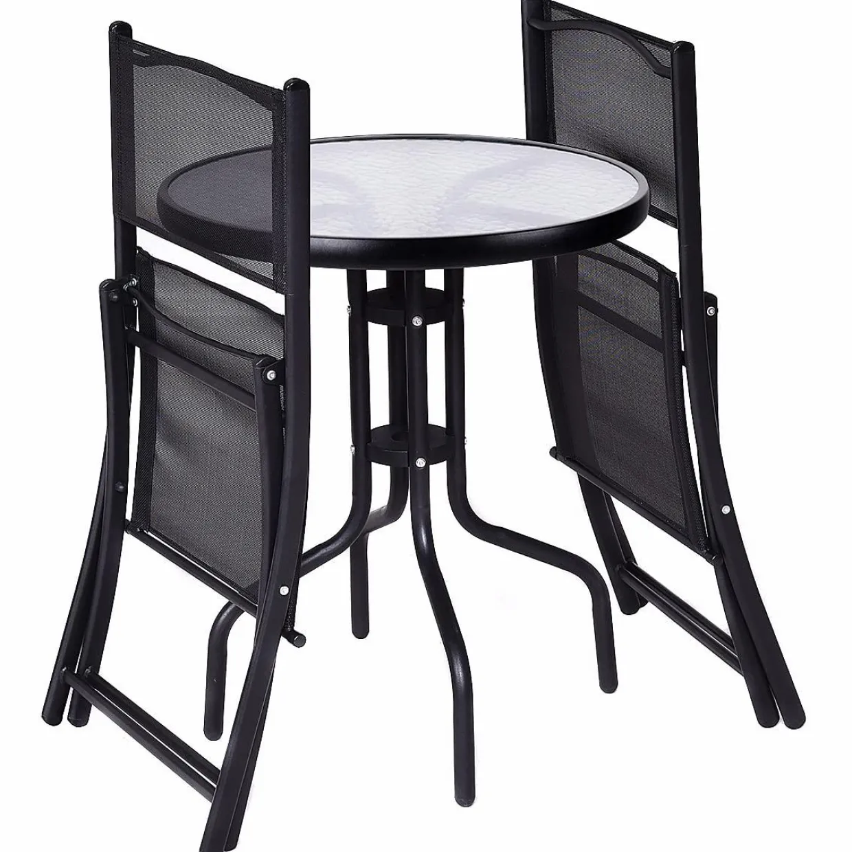 Tangkula 3 Pieces Folding Patio Bistro Set, Outdoor Folding Chairs & Table Set