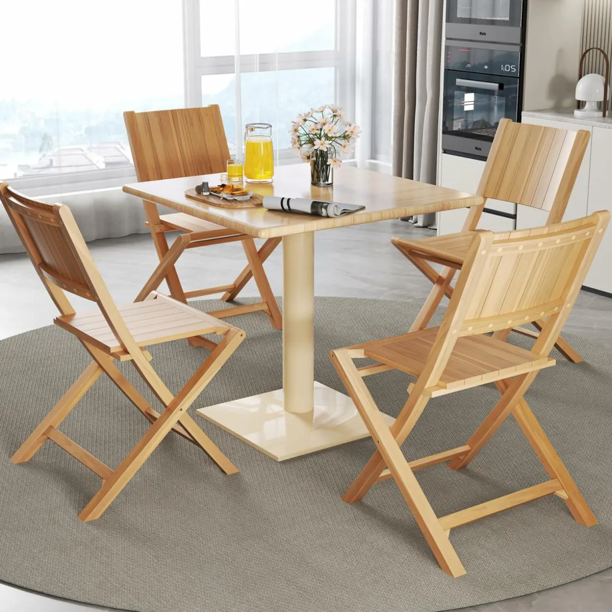 Tangkula 2/4 Pieces Folding Patio Chairs(Slat Back)