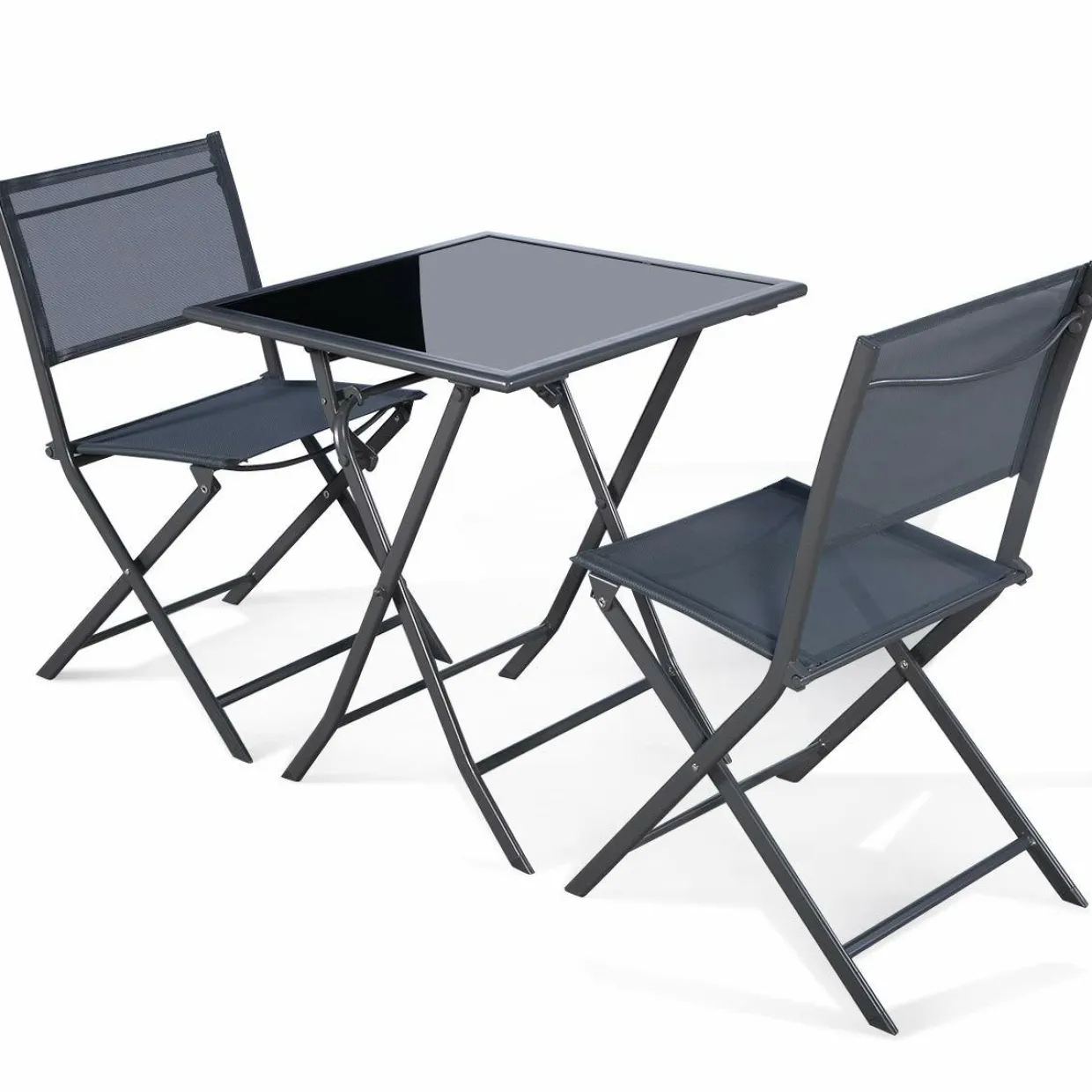 Tangkula 3 Pieces Folding Patio Bistro Set, Outdoor Furniture Set for Garden Porch Backyard Poolside