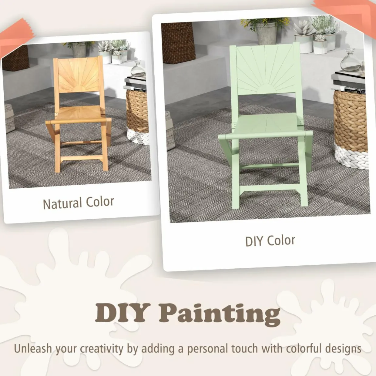 Tangkula 2/4 Pieces Folding Patio Chairs(Sun Back)