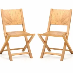 Tangkula 2/4 Pieces Folding Patio Chairs(Sun Back)