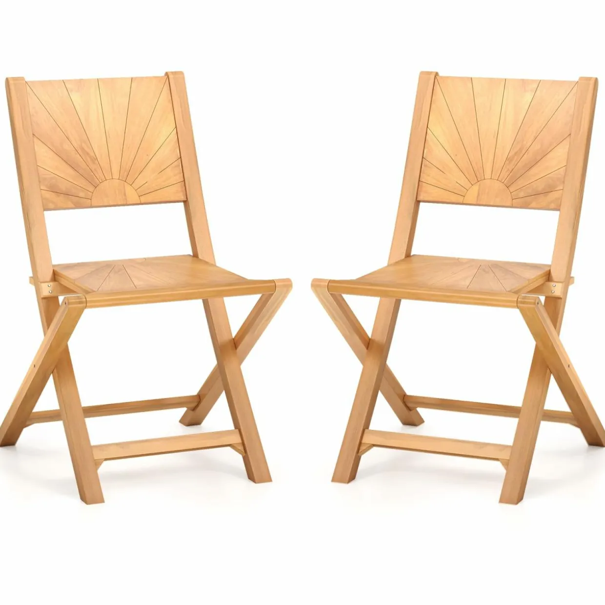 Tangkula 2/4 Pieces Folding Patio Chairs(Sun Back)