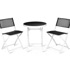 Tangkula 3 Pieces Folding Patio Bistro Set, No Assembly Required