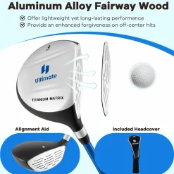 Tangkula 3 Pieces Junior Golf Club Set for Children Right Hand,Aged 11-14