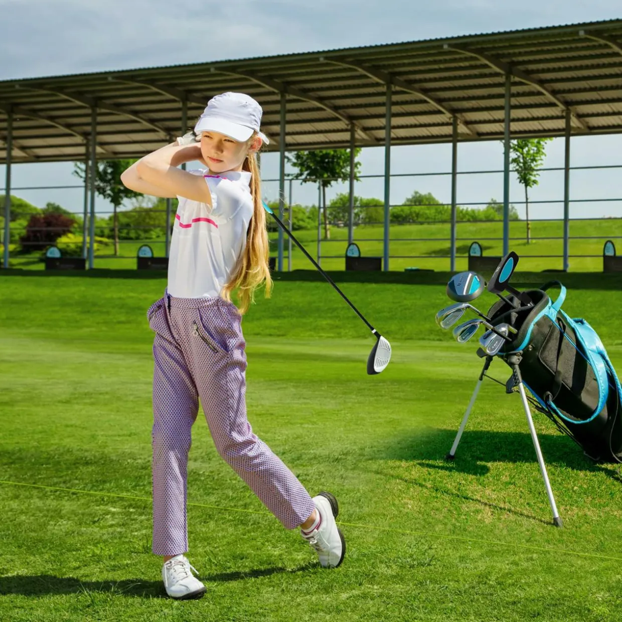 Tangkula 7 Pieces Junior Golf Club Set for Kids Age 11-13 Right Hand, Children