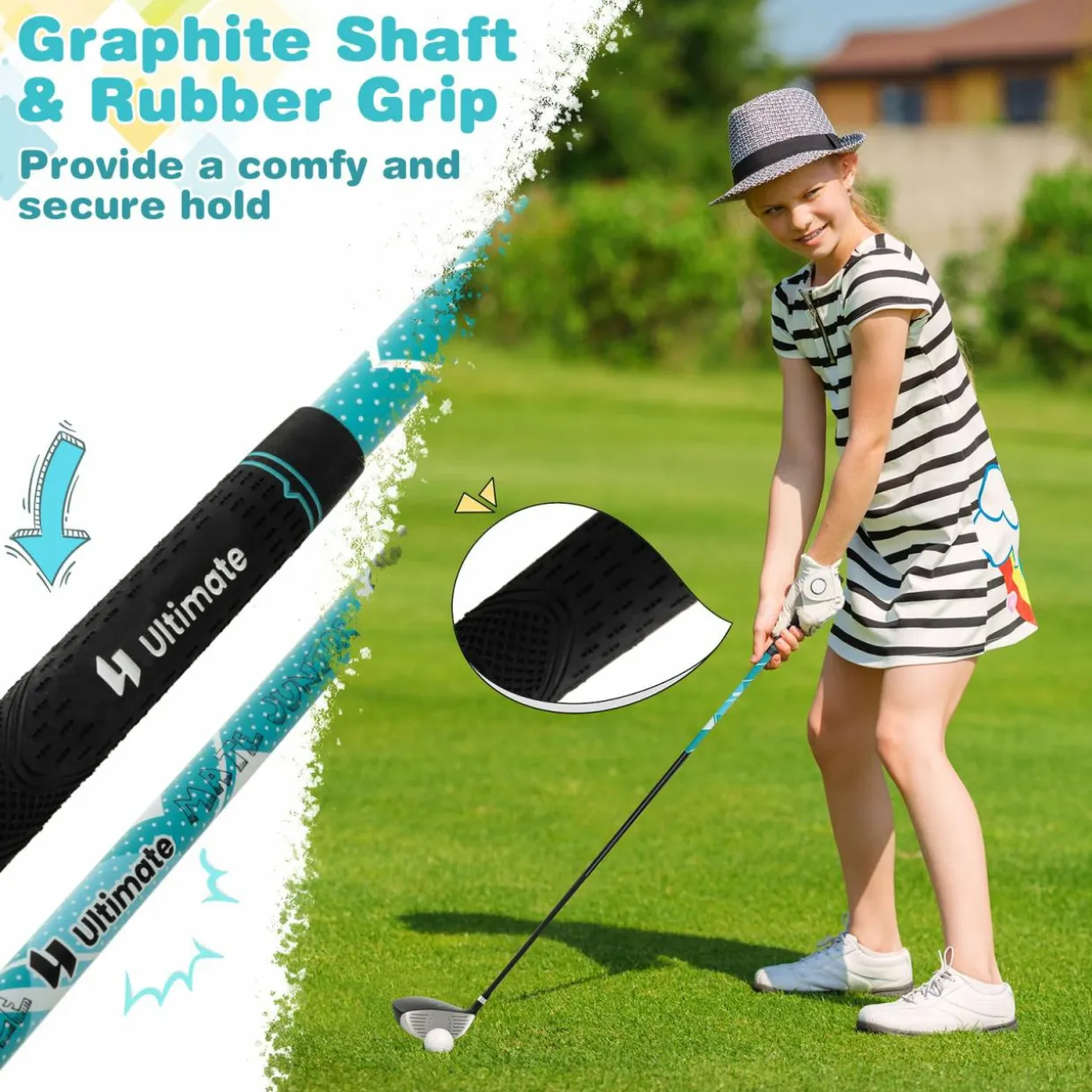 Tangkula 7 Pieces Junior Golf Club Set for Kids Age 11-13 Right Hand, Children