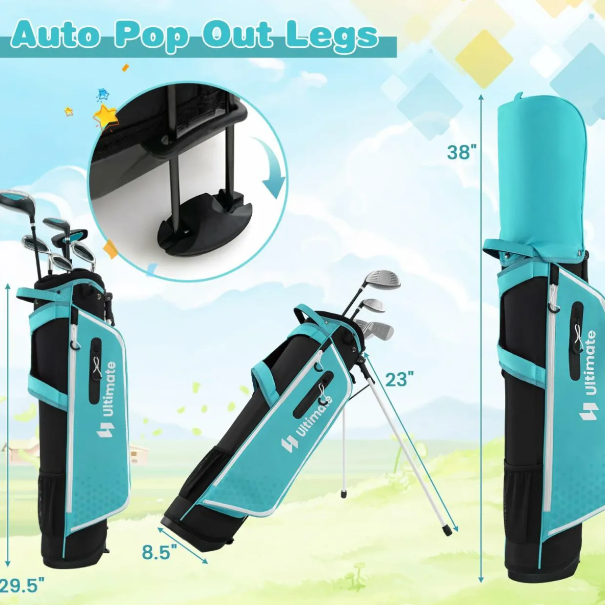 Tangkula 7 Pieces Junior Golf Club Set for Kids Age 11-13 Right Hand, Children
