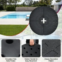 Tangkula 4 Pieces 185lbs Cantilever Offset Patio Umbrella Base, Water & Sand Filled Heavy Duty Outdoor Umbrella Stand