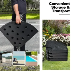 Tangkula 4 Pieces 185lbs Cantilever Offset Patio Umbrella Base, Water & Sand Filled Heavy Duty Outdoor Umbrella Stand
