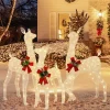 Tangkula 3 Pieces Lighted Christmas Reindeer Family, Xmas Lighted Deer Decoration with 230 Warm White LED Lights