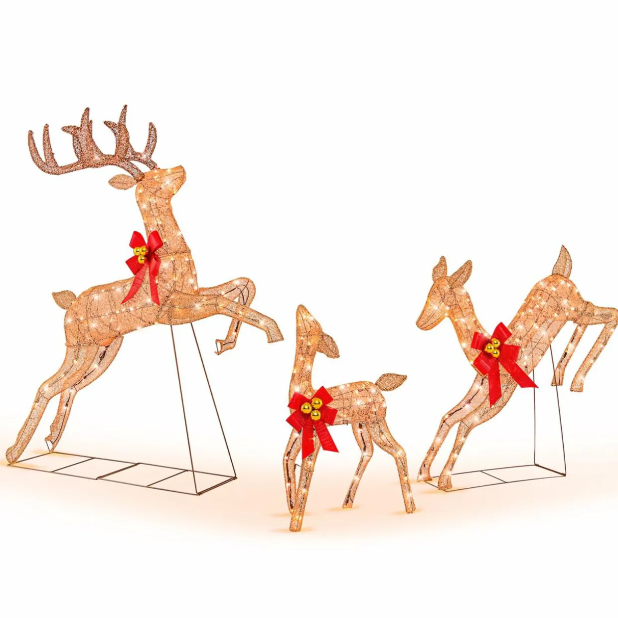Tangkula 3 Pieces Lighted Christmas Reindeer, Holiday Reindeer Family Set with 255 Warm White Lights