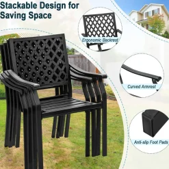 Tangkula 5 Pieces Metal Patio Dining Set, 37