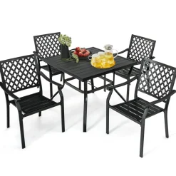 Tangkula 5 Pieces Metal Patio Dining Set, 37