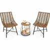 Tangkula 3 Pieces Outdoor Furniture Set with Pet House