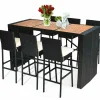 Tangkula 7 Pieces Outdoor Wicker Bar Set, Rattan Dining Set