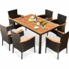 Tangkula 7 Pieces Outdoor Dining Set, Patiojoy Wicker Conversation Set