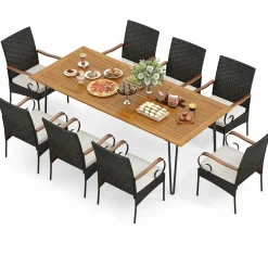Tangkula 9 Pieces Outdoor Patio Dining Set