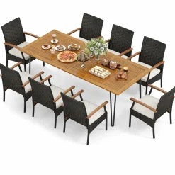 Tangkula 9 Pieces Outdoor Patio Dining Set