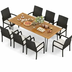 Tangkula 9 Pieces Outdoor Patio Dining Set